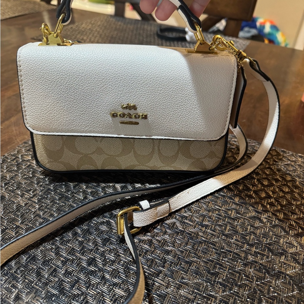 New White and Brown Crossbody Bag